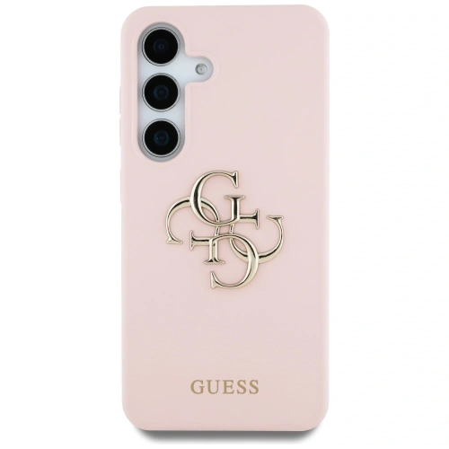 Etui Guess Silicone Big 4G Logo Bottom Script Samsung Galaxy S25 różowy