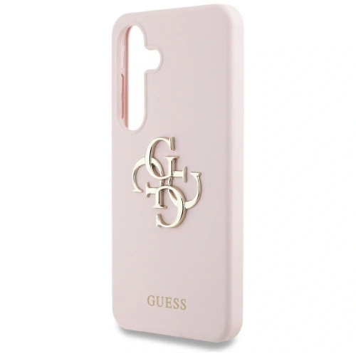 Etui Guess Silicone Big 4G Logo Bottom Script Samsung Galaxy S25 różowy