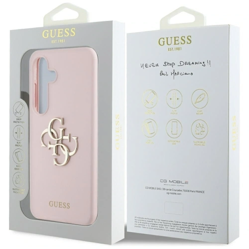 Etui Guess Silicone Big 4G Logo Bottom Script Samsung Galaxy S25 różowy