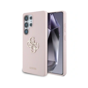 Etui Guess Silicone Big 4G Logo Bottom Script Samsung Galaxy S25 Ultra różowy