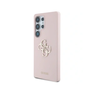 Etui Guess Silicone Big 4G Logo Bottom Script Samsung Galaxy S25 Ultra różowy