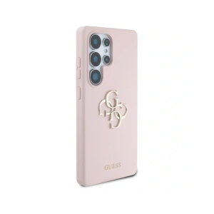Etui Guess Silicone Big 4G Logo Bottom Script Samsung Galaxy S25 Ultra różowy
