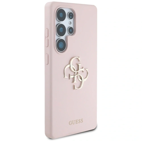 Etui Guess Silicone Big 4G Logo Bottom Script Samsung Galaxy S25 Ultra różowy