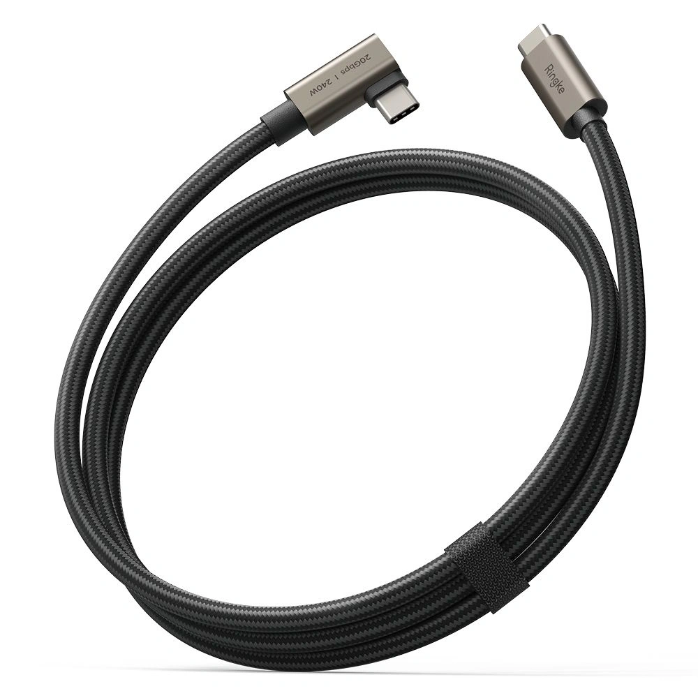 Hurtownia GSM - Kabel kątowy USB-C / USB-C Ringke USB 3.2 Gen 2x2 USB-C 90 Degree Cable PD 240W 100cm Black - RGK11761 - {ean13} - Hurt