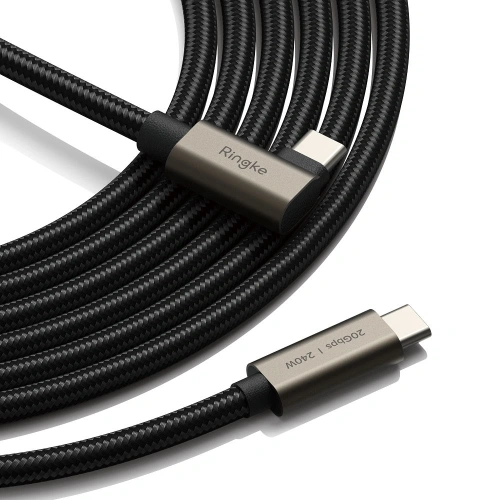 Kabel kątowy USB-C / USB-C Ringke USB 3.2 Gen 2x2 USB-C 90 Degree Cable PD 240W 200cm Black