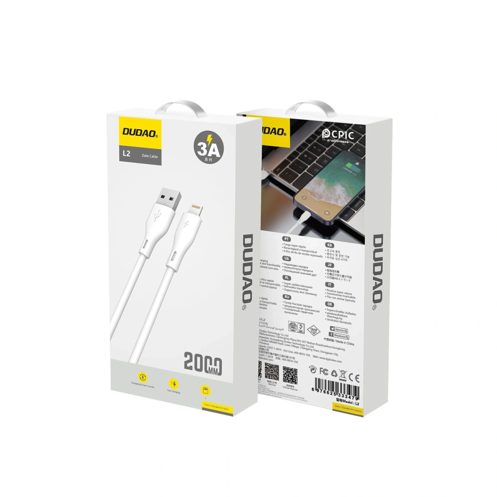 Hurtownia GSM - Dudao L2L USB-A / Lightning 3A 2m weiß - DDA356 - {ean13} - Hurt