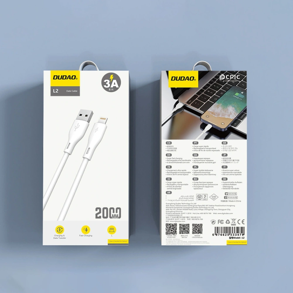 Hurtownia GSM - Dudao L2L USB-A / Lightning 3A 2m weiß - DDA356 - {ean13} - Hurt