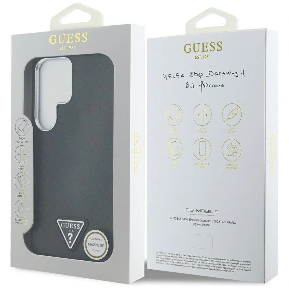 Hurtownia GSM - Guess Grained Triangle Logo MagSafe Samsung Galaxy S25 Ultra fekete - GUE4355 - {ean13} - Hurt