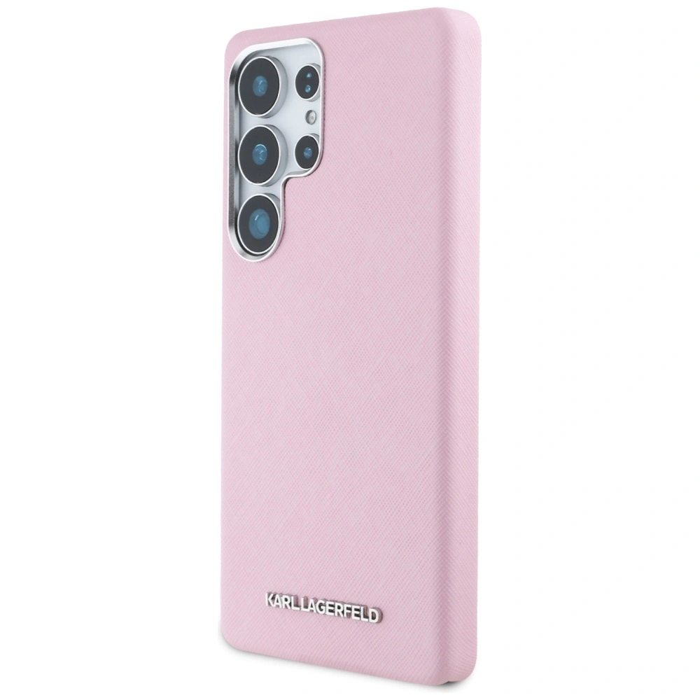Wholesale Karl Lagerfeld Saffiano Full Wrapped Elongated Metal Logo MagSafe Samsung Galaxy S25 Ultra pink - KLD21935 - {ean13} - Hurt