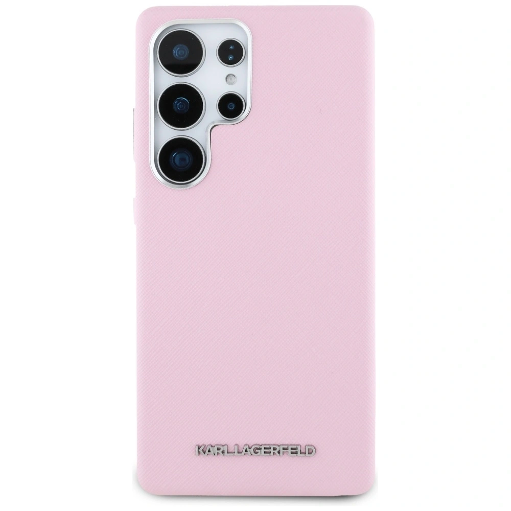 Wholesale Karl Lagerfeld Saffiano Full Wrapped Elongated Metal Logo MagSafe Samsung Galaxy S25 Ultra pink - KLD21935 - {ean13} - Hurt