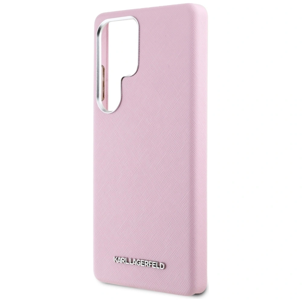 Wholesale Karl Lagerfeld Saffiano Full Wrapped Elongated Metal Logo MagSafe Samsung Galaxy S25 Ultra pink - KLD21935 - {ean13} - Hurt