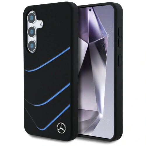 Etui Mercedes Silicone Contrasted Curves MagSafe do Samsung Galaxy S25 czarny