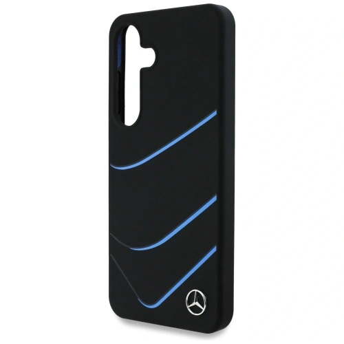 Etui Mercedes Silicone Contrasted Curves MagSafe do Samsung Galaxy S25 czarny