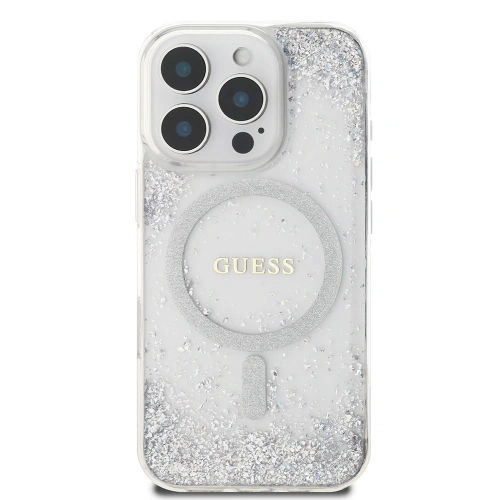 Etui Guess GUHMP16XRGRGES Apple iPhone 16 Pro Max hardcase Resin Gradient Glitter MagSafe srebrny/silver