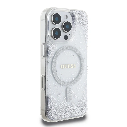 Etui Guess GUHMP16XRGRGES Apple iPhone 16 Pro Max hardcase Resin Gradient Glitter MagSafe srebrny/silver