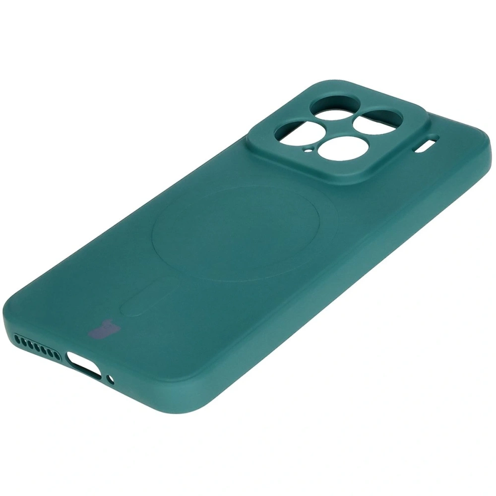 Hurtownia GSM - Silikonowe etui z pierścieniem magnetycznym Bizon Case Silicone Magnetic Sq do Xiaomi 15 ciemnozielone - BIZ8568 - {ean13} - Hurt