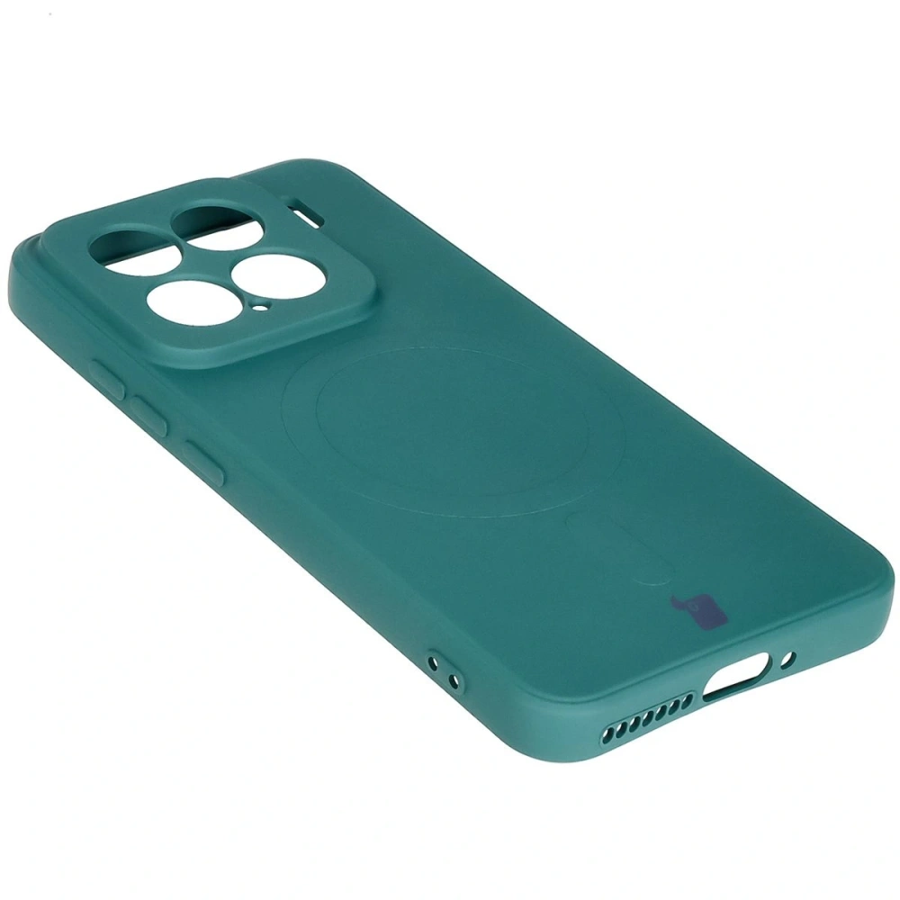 Hurtownia GSM - Silikonowe etui z pierścieniem magnetycznym Bizon Case Silicone Magnetic Sq do Xiaomi 15 ciemnozielone - BIZ8568 - {ean13} - Hurt