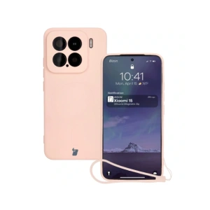 Hurtownia GSM - Silikonové pouzdro s magnetickým kroužkem Bizon Case Silicone Magnetic Sq pro Xiaomi 15 světle růžové - BIZ8569 - {ean13} - Hurt