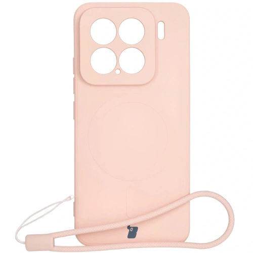 Silikonowe etui z pierścieniem magnetycznym Bizon Case Silicone Magnetic Sq do Xiaomi 15 jasnoróżowe