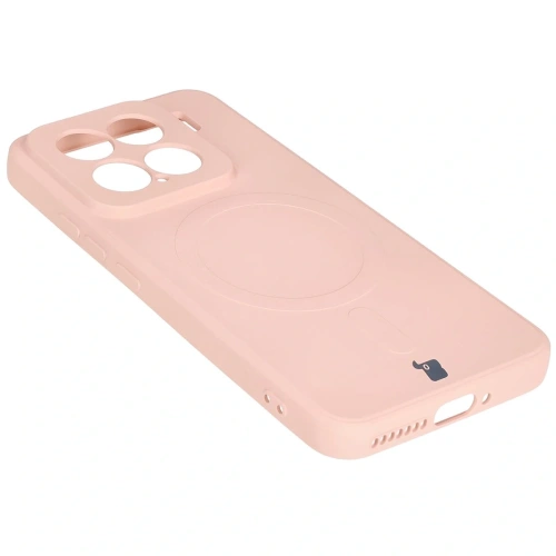 Silikonowe etui z pierścieniem magnetycznym Bizon Case Silicone Magnetic Sq do Xiaomi 15 jasnoróżowe