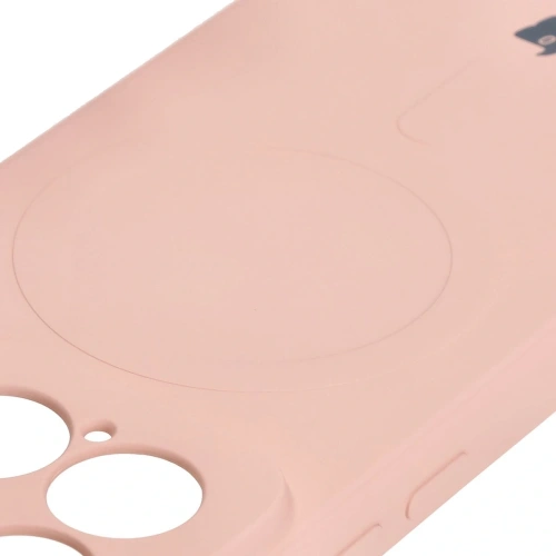 Silikonowe etui z pierścieniem magnetycznym Bizon Case Silicone Magnetic Sq do Xiaomi 15 jasnoróżowe