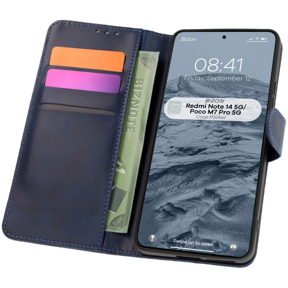 Hurtownia GSM - Bizon tok zsebhez Xiaomi Redmi Note 14 5G / Poco M7 Pro 5G sötétkék - BIZ8577 - {ean13} - Hurt
