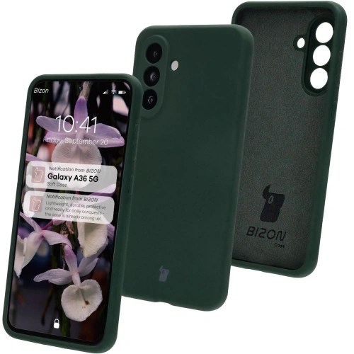 Silikonowe etui Bizon Soft Case do Samsung Galaxy A36 5G ciemnozielone