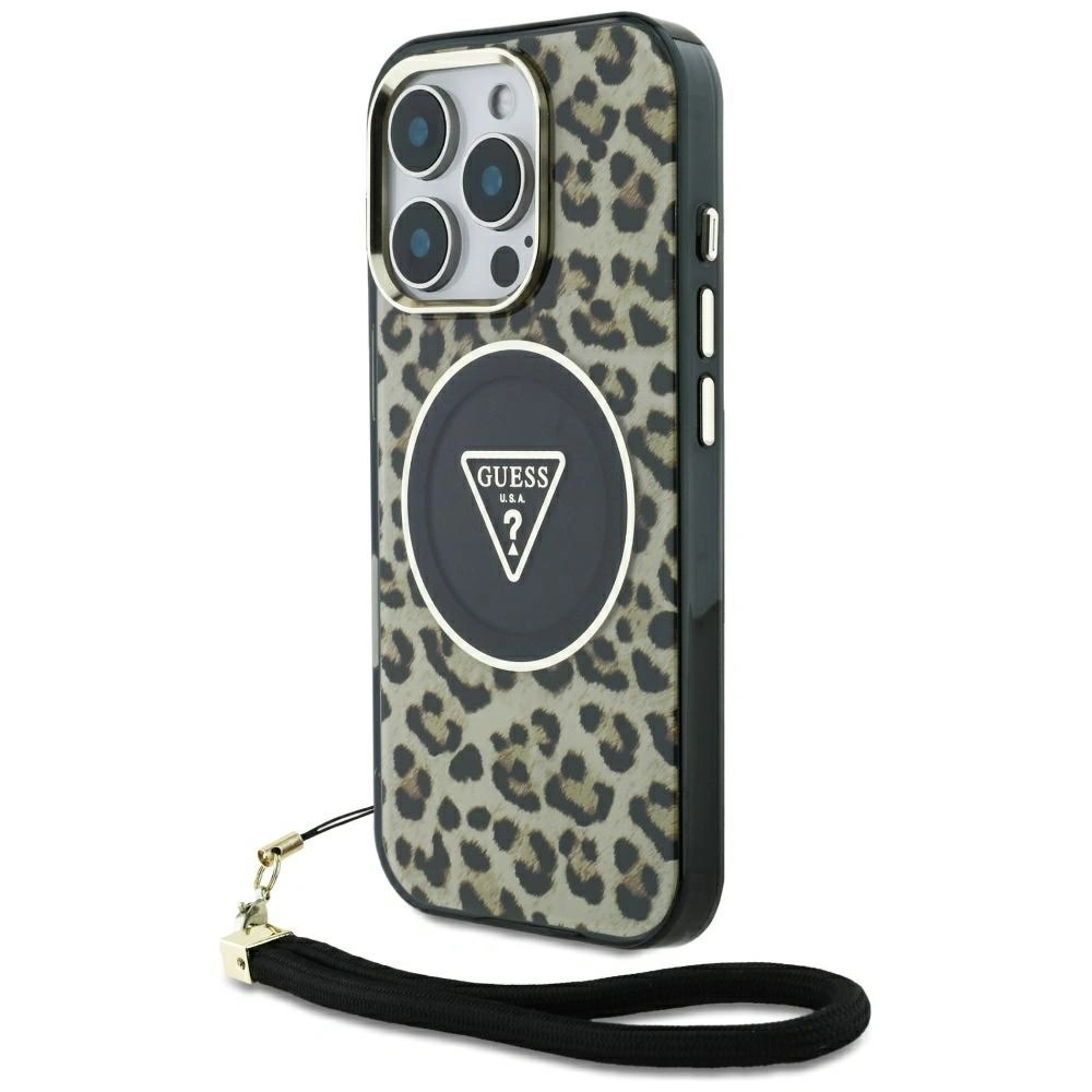 Hurtownia GSM - Etui Guess HC IML Leopard Triangle Cord Strap do Apple iPhone 16 Pro MagSafe hnědý - GUE4360 - {ean13} - Hurt