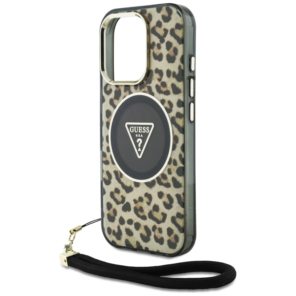 Hurtownia GSM - Etui Guess HC IML Leopard Triangle Cord Strap do Apple iPhone 16 Pro MagSafe hnědý - GUE4360 - {ean13} - Hurt