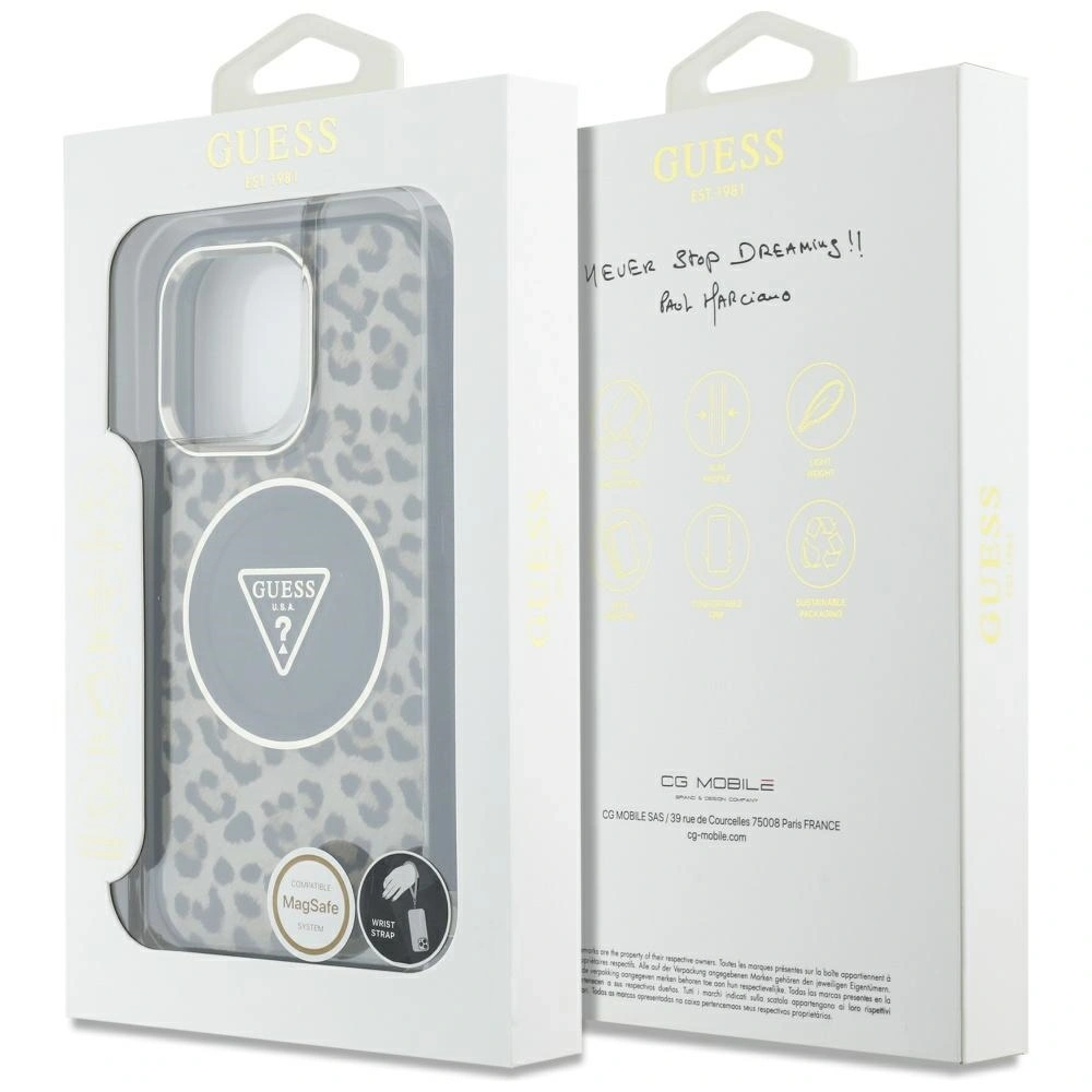 Hurtownia GSM - Etui Guess HC IML Leopard Triangle Cord Strap do Apple iPhone 16 Pro MagSafe hnědý - GUE4360 - {ean13} - Hurt