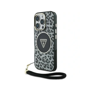 Hurtownia GSM - Etui Guess HC IML Leopard Triangle Cord Strap do Apple iPhone 16 Pro MagSafe černé - GUE4361 - {ean13} - Hurt