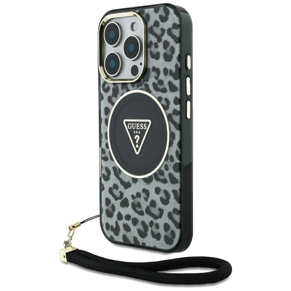 Hurtownia GSM - Etui Guess HC IML Leopard Triangle Cord Strap do Apple iPhone 16 Pro MagSafe czarny - GUE4361 - {ean13} - Hurt