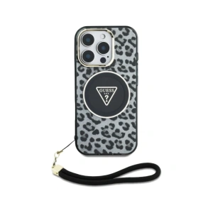 Hurtownia GSM - Etui Guess HC IML Leopard Triangle Cord Strap do Apple iPhone 16 Pro MagSafe černé - GUE4361 - {ean13} - Hurt