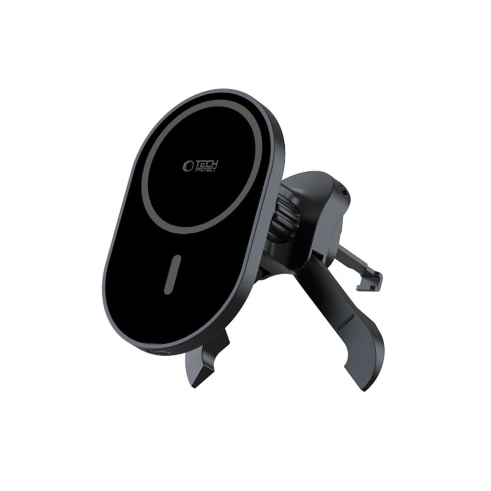 Hurtownia GSM - Upevnění do auta na mřížku s nabíječkou 15W + 2x magnetické destičky Tech-Protect MM15W-V6 Magnetic MagSafe Stabilní ventilační držák do auta bezdrátová nabíječka 15W černá - THP3909 - {ean13} - Hurt