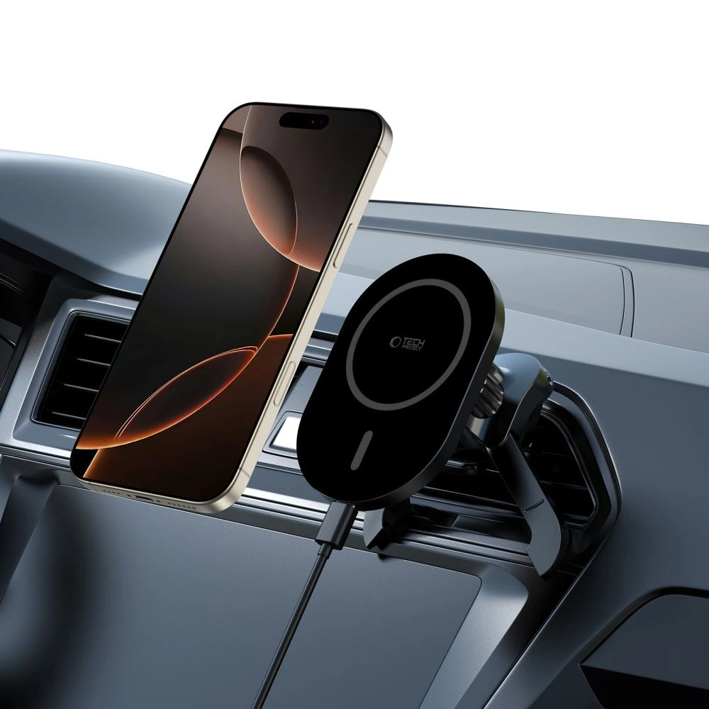 Wholesale Tech-Protect MM15W-V6 Magnetic MagSafe Stable Vent Car Mount Wireless Charger 15W Black - THP3909 - {ean13} - Hurt