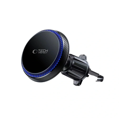 Uchwyt samochodowy na kokpit / szybę / do kratki z ładowarką 15W + 2x blaszki magnetyczne Tech-Protect MM15W-V4 Magnetic MagSafe Dashboard & Vent Car Mount Wireless Charger 15W Black