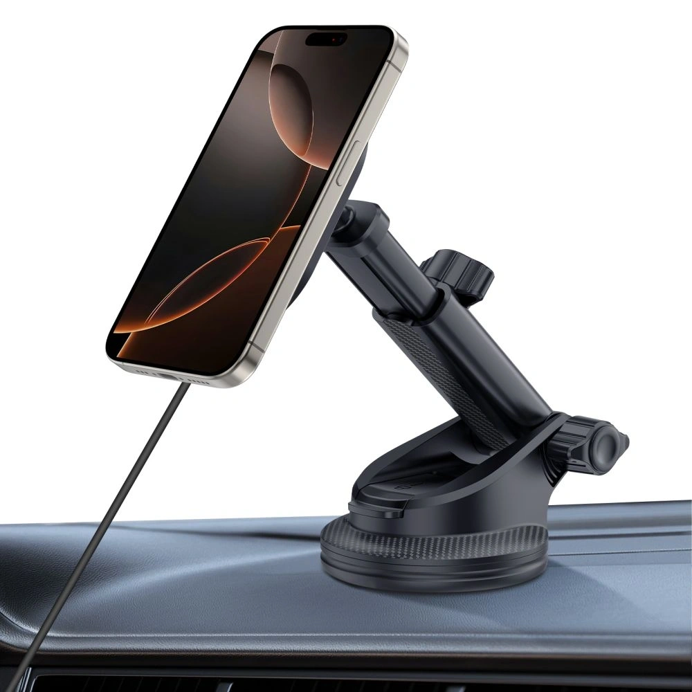 Hurtownia GSM - Uchwyt samochodowy na kokpit / szybę / do kratki z ładowarką 15W + 2x blaszki magnetyczne Tech-Protect MM15W-V6 Magnetic MagSafe Dashboard & Vent Car Mount Wireless Charger 15W Black - THP3911 - {ean13} - Hurt