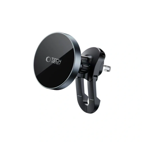 Uchwyt samochodowy do kratki z ładowarką 15W + 2x blaszki magnetyczne Tech-Protect MM15W-V5 Magnetic MagSafe Stable Vent Car Mount Wireless Charger 15W Black