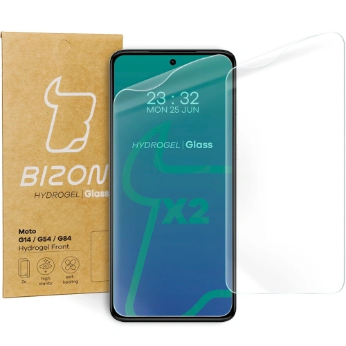 Folia hydrożelowa na ekran Bizon Glass Hydrogel Front do Motorola Moto G14 / G54 / G55 / G84 [2 PACK]