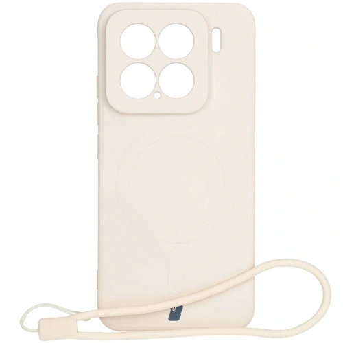 Silikonowe etui z pierścieniem magnetycznym Bizon Case Silicone Magnetic Sq do Xiaomi 15 beżowe