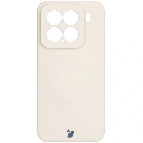 Silikonowe etui z pierścieniem magnetycznym Bizon Case Silicone Magnetic Sq do Xiaomi 15 beżowe