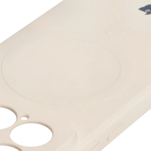 Silikonowe etui z pierścieniem magnetycznym Bizon Case Silicone Magnetic Sq do Xiaomi 15 beżowe