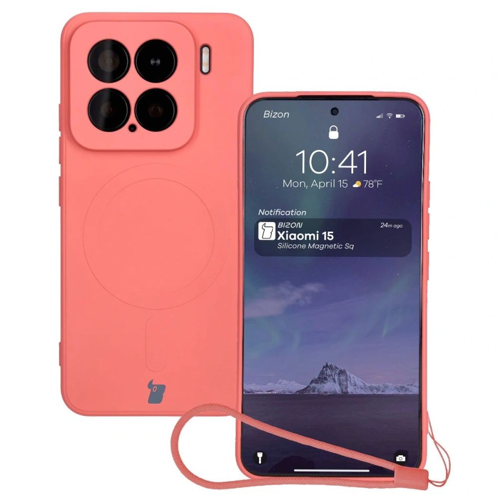Hurtownia GSM - Silikonový obal s magnetickým kroužkem Bizon Case Silicone Magnetic Sq pro Xiaomi 15 v barvě špinavě růžové - BIZ8592 - {ean13} - Hurt