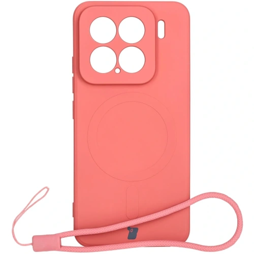 Silikonowe etui z pierścieniem magnetycznym Bizon Case Silicone Magnetic Sq do Xiaomi 15 brudnoróżowe