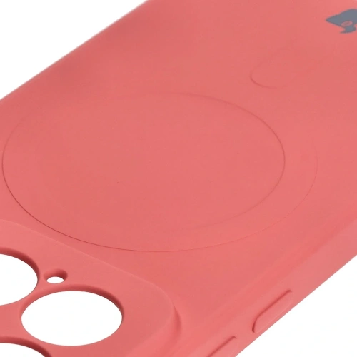Silikonowe etui z pierścieniem magnetycznym Bizon Case Silicone Magnetic Sq do Xiaomi 15 brudnoróżowe