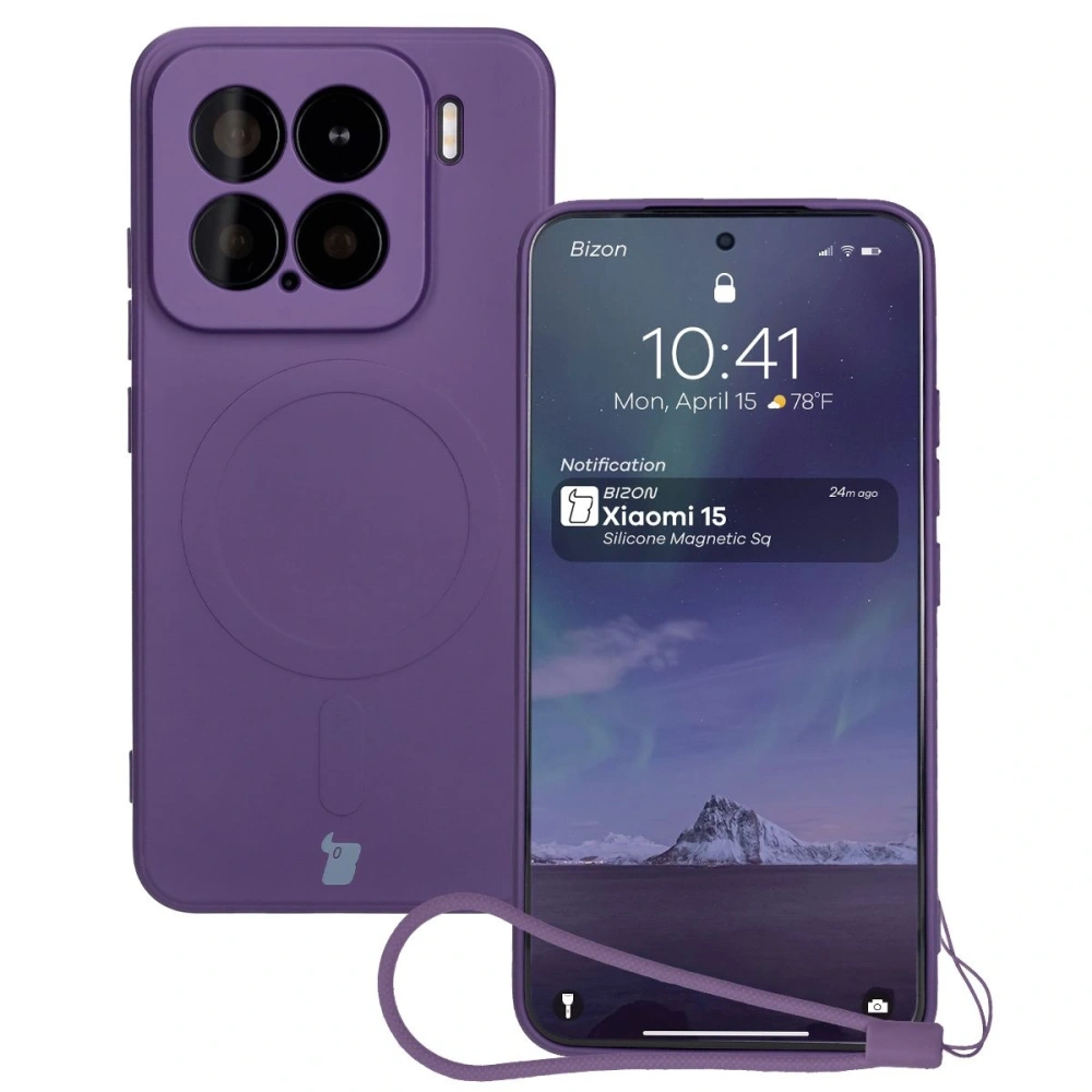 Hurtownia GSM - Silikonové pouzdro s magnetickým kroužkem Bizon Case Silicone Magnetic Sq pro Xiaomi 15 švestkové - BIZ8593 - {ean13} - Hurt