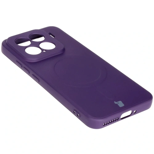 Silikonowe etui z pierścieniem magnetycznym Bizon Case Silicone Magnetic Sq do Xiaomi 15 śliwkowe