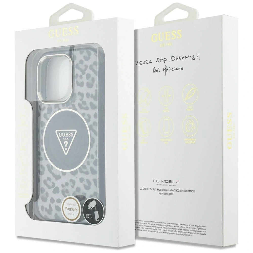 Hurtownia GSM - Etui Guess HC IML Leopard Triangle Cord Strap do Apple iPhone 16 Pro Max MagSafe černé - GUE4363 - {ean13} - Hurt