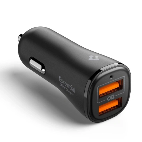 Ładowarka samochodowa Spigen Essential EV302 2-port USB-A Car Charger 30W Black
