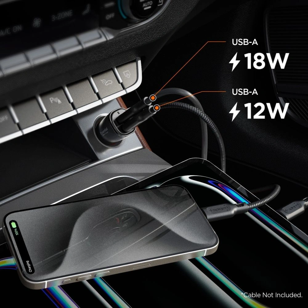 Hurtownia GSM - Nabíječka do auta Spigen Essential EV302 2-port USB-A Car Charger 30W černá - SPN16675 - {ean13} - Hurt